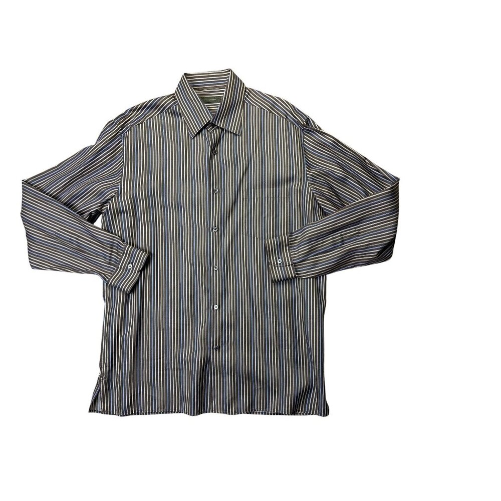 Ermenegildo Zegna Mens XL Striped Button-Up Shirt Made In Italy size XL